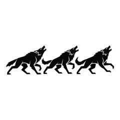 Fototapeta premium Vector art of three wolves howling isolated on white background