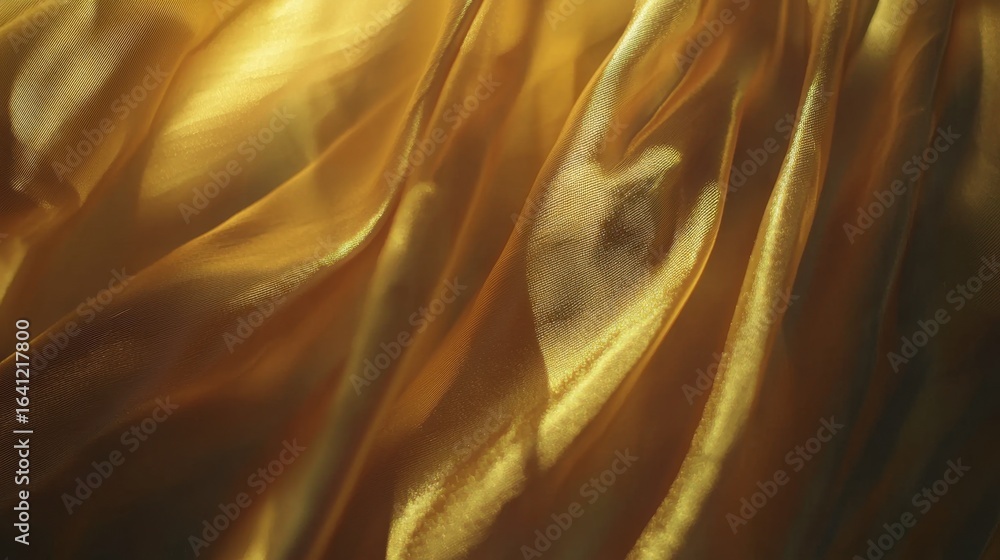 Poster shimmering gold fabric flowing softly with an abstract backdrop creating a modern aesthetic in desig