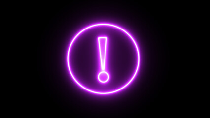 A vibrant magenta neon exclamation point glows warning of danger or necessary caution