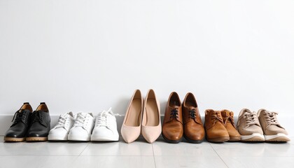 Diverse Collection of Stylish Footwear Showcasing Various Designs Colors and Textures for Every Occasion