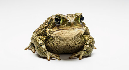 Fototapeta premium Close up shot of a cane toad amphibian pet on white background amphibian toad pet animal macro photography