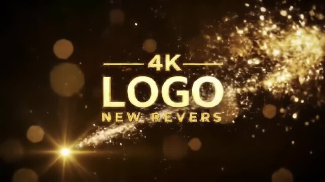 Gold glitter explosion with 4K logo and tagline