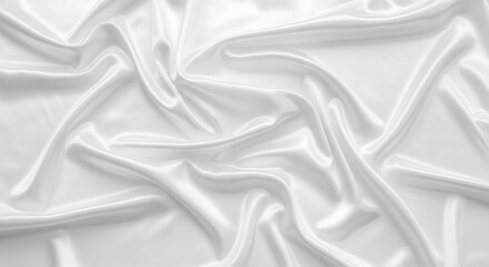 Obraz premium Crisp white satin fabric laid in flowing waves, elegant luxury textile photography for bridal and high-fashion product backdrops