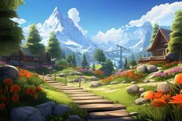 Architecture landscape mountain outdoors.