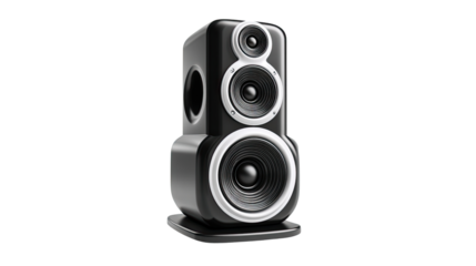 High-fidelity Speaker: A sleek and modern high-fidelity speaker, boasting a design with three prominent speakers and a minimalist aesthetic. It epitomizes audio excellence.