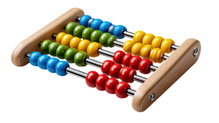 Abacus: Close-up shot of a traditional abacus, a tool of calculations and education, showcasing its wooden frame and colorful beads.
