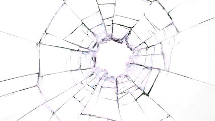 Obraz premium Transparent Broken Glass PNG, Abstract Shattered Glass Texture with Pink and Purple Hues on Transparent Background, Ideal for Overlay Effects and Design Elements