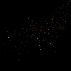 Golden Sparkles and Shining Dust . Christmas Light Effect with Glowing Stars, Magical Spark Particles, Glitter Confetti Overlay on Transparent Background for Festive Vector Design