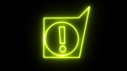 Glowing neon yellow warning sign alerts to possible dangers in the digital domain with a