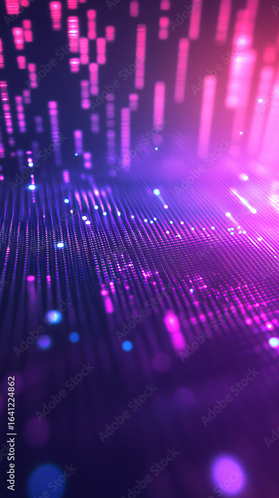 Poster abstract digital lights create a futuristic network. vibrant glowing dots illustrate data flow beaut