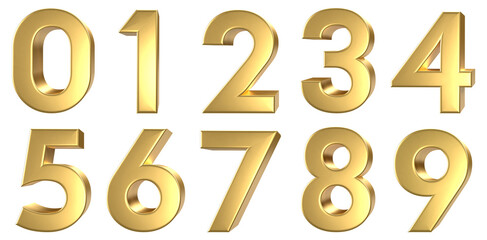 set of 3d gold number