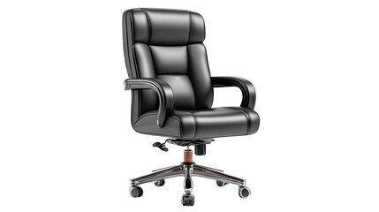 Fototapeta premium Executive Black Leather Chair: A luxurious, high-backed leather chair epitomizes executive elegance, the perfect emblem of professionalism and comfort, embodying sophistication in its sleek design.