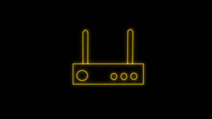 Obraz premium Glowing internet router promising seamless connectivity in the digital age with gold neon