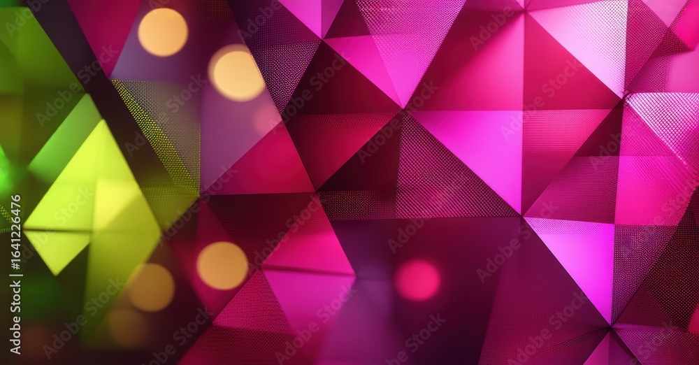 Poster abstract polygonal background. vibrant colors blend, creating dynamic geometric shapes with bokeh ef
