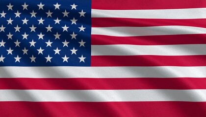 Fototapeta premium Waving United States flag with visible fabric texture, symbolizing patriotism, national pride, and American identity.