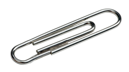 Metal paperclip on a white isolated background.