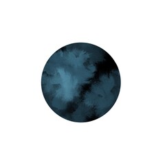 Abstract watercolor background circle with stains and spots in dark blue and black tones. Element for modern and minimalist design.