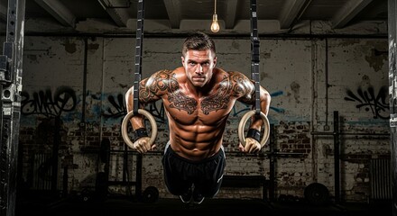 Strong Man Doing Calisthenics in a Grungy Gym