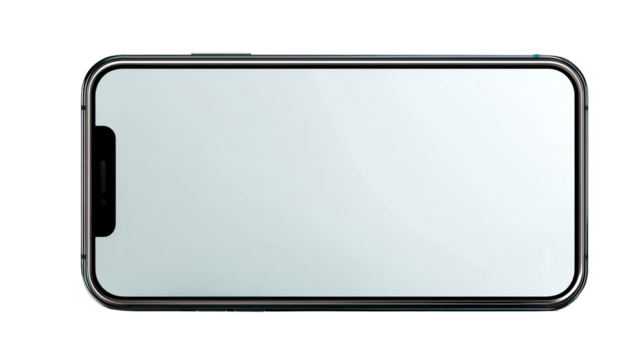 Smartphone with blank screen on white isolated background.