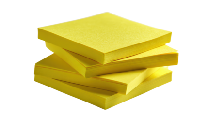 Stack of bright yellow sticky notes on a white background for organization and brainstorming.