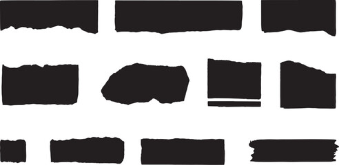 Diverse Ripped Paper Pieces Collection Dark Textured Elements