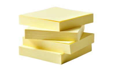 Stack of yellow sticky notes on a white isolate background.