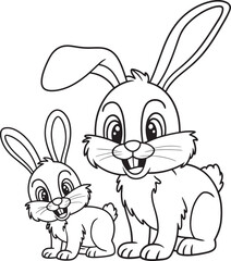 Fototapeta premium Cute cartoon bunnies line art illustration stock photos royalty free image premium quality