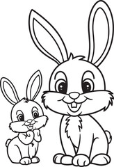 Adorable parent and baby bunny line art illustration stock photos royalty free image premium quality