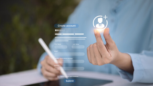 Create online account registration form with digital interface