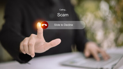 Reject scam phone call with slide to decline interface