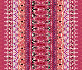 Geometric fabric art, abstract, ethnic, pink, cream tones, geometric pattern for textile, clothes, curtains, carpets, pillows, vector and illustration.