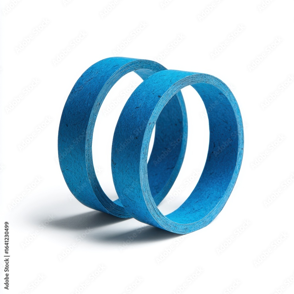 Poster two vibrant blue rubber rings are displayed against a bright white background, showcasing their smoo