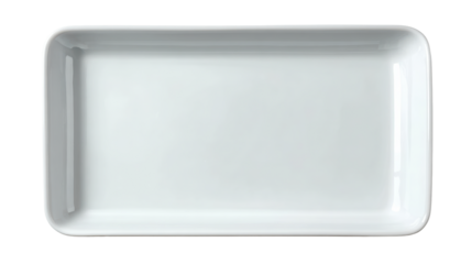 White rectangular serving tray on a white background, perfect for dining and food presentation.