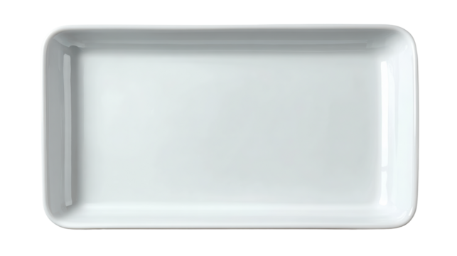 White rectangular serving tray on a white background, perfect for dining and food presentation.