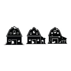 Vector art of three barns isolated on white background