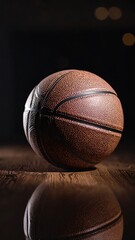 Basketball on dark surface