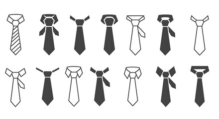 Collection of hand drawn ties isolated on white background