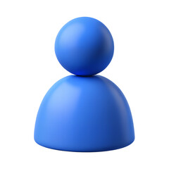 Blue 3D User Profile Icon with Transparent Background and Smooth Shape symbol people