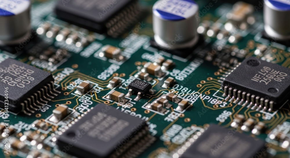 Poster close-up of circuit board with components