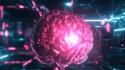 Artificial intelligence brain glowing with futuristic circuits in server room - Powered by Adobe