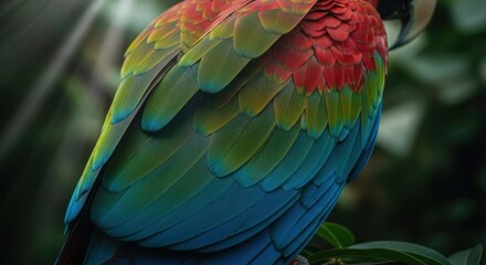 Obraz premium Close-up of vibrant parrot feathers (4)