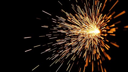 A close-up of glowing sparks against a dark background, capturing the intensity of industrial metalworking.