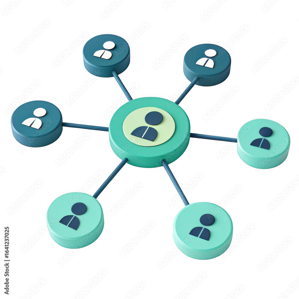 Poster 3d network connection concept with user icons isolated on transparent background