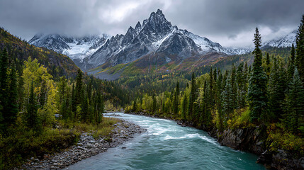 Explore the scenic mountains river and forest landscape of alaska for travel and adventure trip ideas