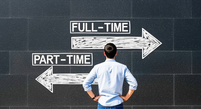 Career Choice: Full-Time or Part-Time Employment Options, Man Considering Work-Life Balance and Professional Path Forward