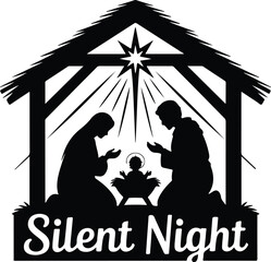Peaceful Nativity Scene Silhouette