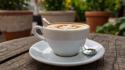 Fototapeta premium cup of coffee on the terrace