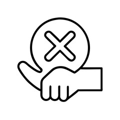 Obraz premium Hand gesture indicating refusal with stop icon concept 