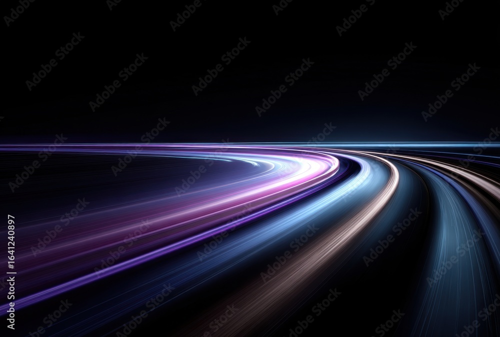 Poster abstract streaks of light create a dynamic and colorful visual effect, suggesting speed and motion a