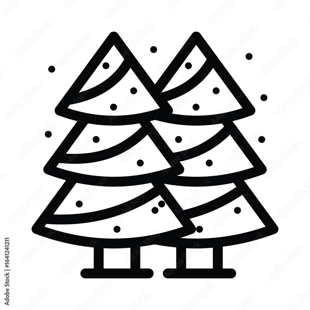 Poster pine tree vector outline icon. eps 10 file